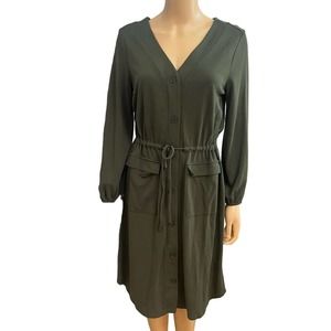 Old Navy Ponte Knit Utility Dress Long Sleeve Button Down